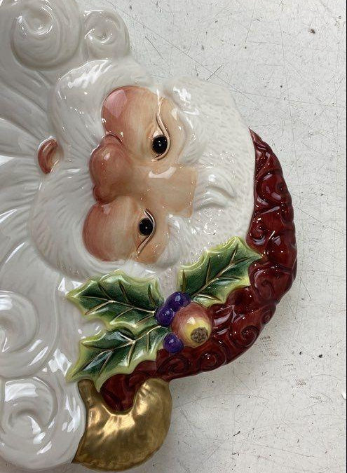 Fitz and Floyd Essentials Hand-Painted Santa Canapé Plate in Box