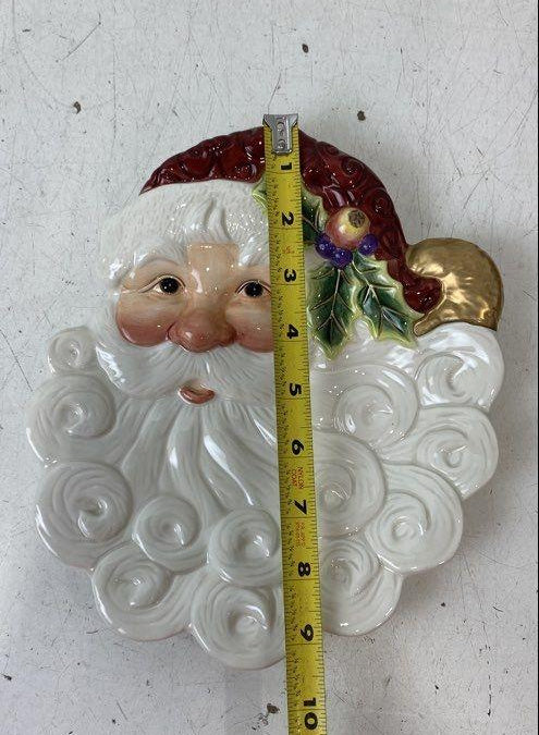 Fitz and Floyd Essentials Hand-Painted Santa Canapé Plate in Box