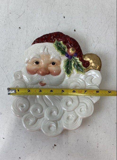 Fitz and Floyd Essentials Hand-Painted Santa Canapé Plate in Box