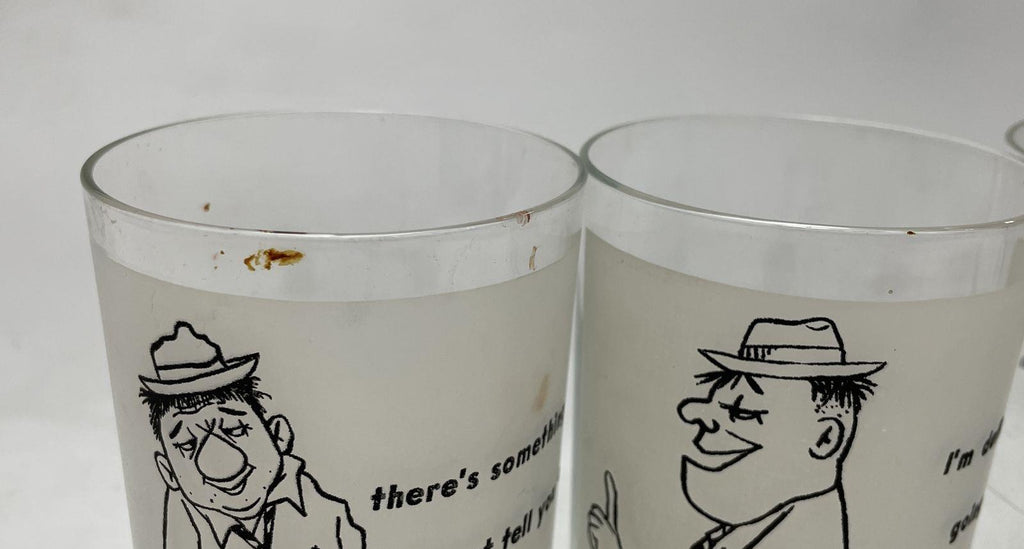 Vintage William Box Mid Century Humor Highball Glasses Set of 4
