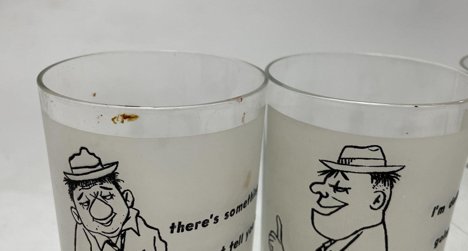 Vintage William Box Mid Century Humor Highball Glasses Set of 4