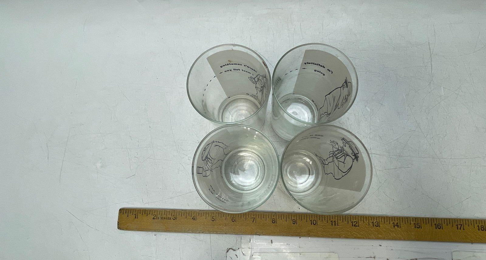 Vintage William Box Mid Century Humor Highball Glasses Set of 4