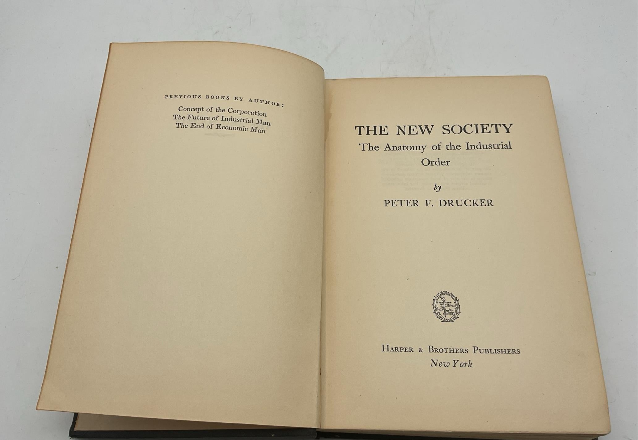 The New Society Peter F. Drucker Hardcover Book