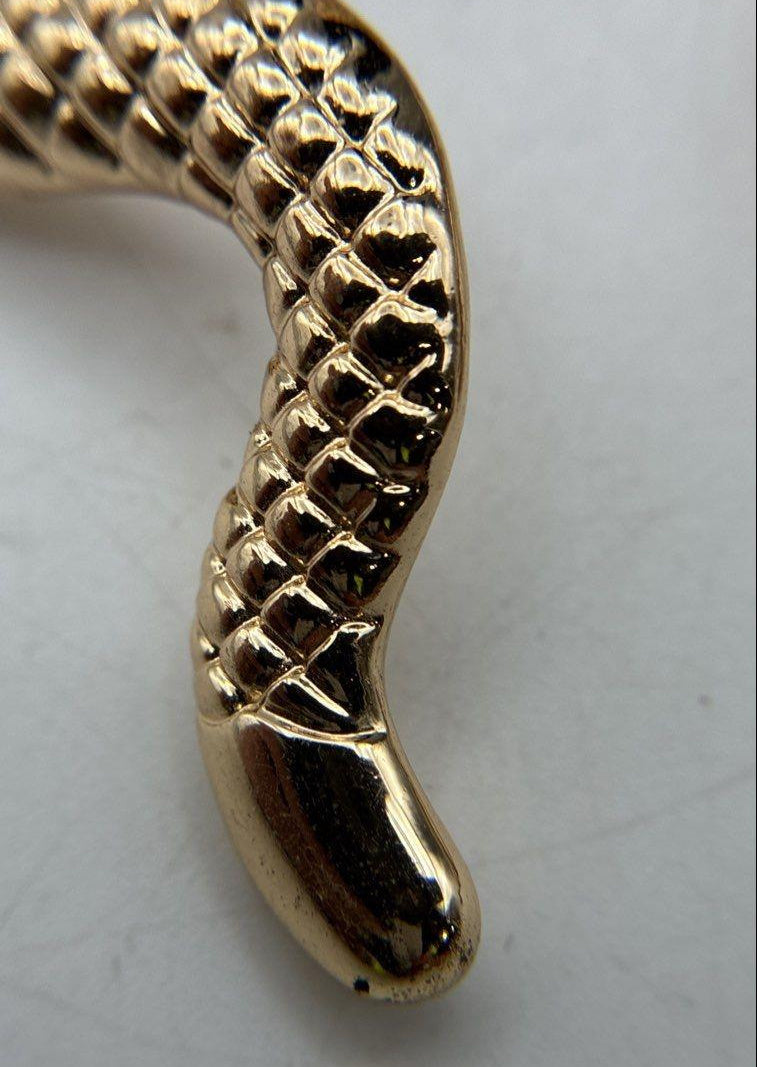 Gold Tone Icy Rhinestone Snake Serpent Statement Post Earrings 36.9g