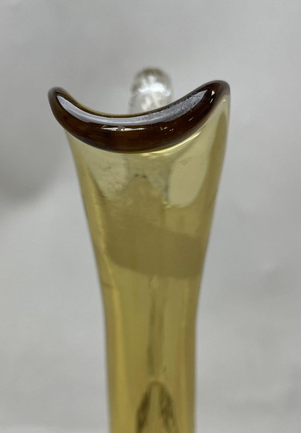Vintage Amber Glass Decanter Pitcher with Twisted Clear Handle