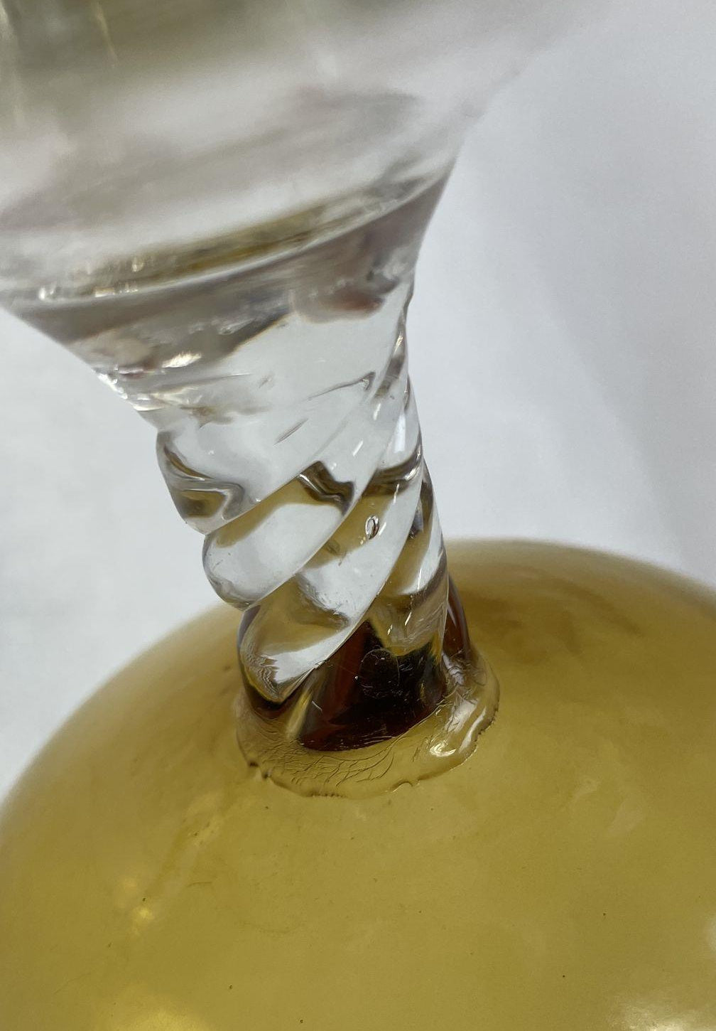 Vintage Amber Glass Decanter Pitcher with Twisted Clear Handle
