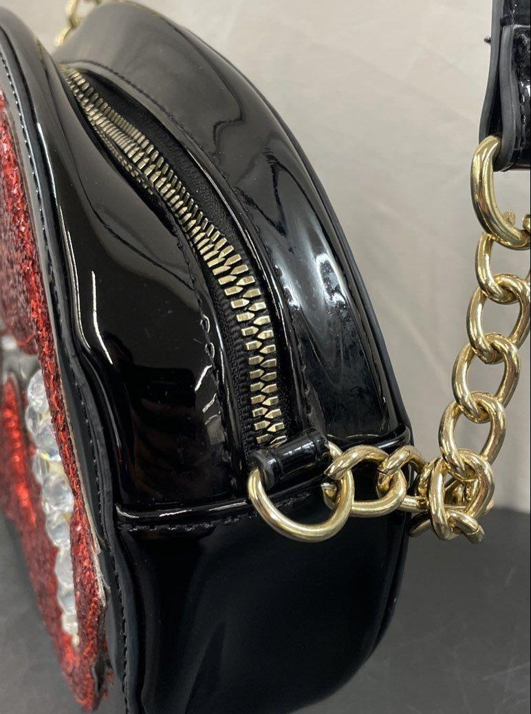 Betsey Johnson Vampire Glitter Lips Crossbody Bag