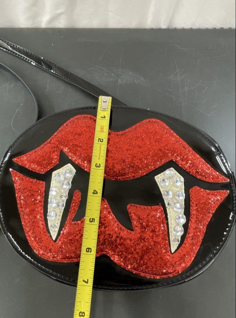 Betsey Johnson Vampire Glitter Lips Crossbody Bag