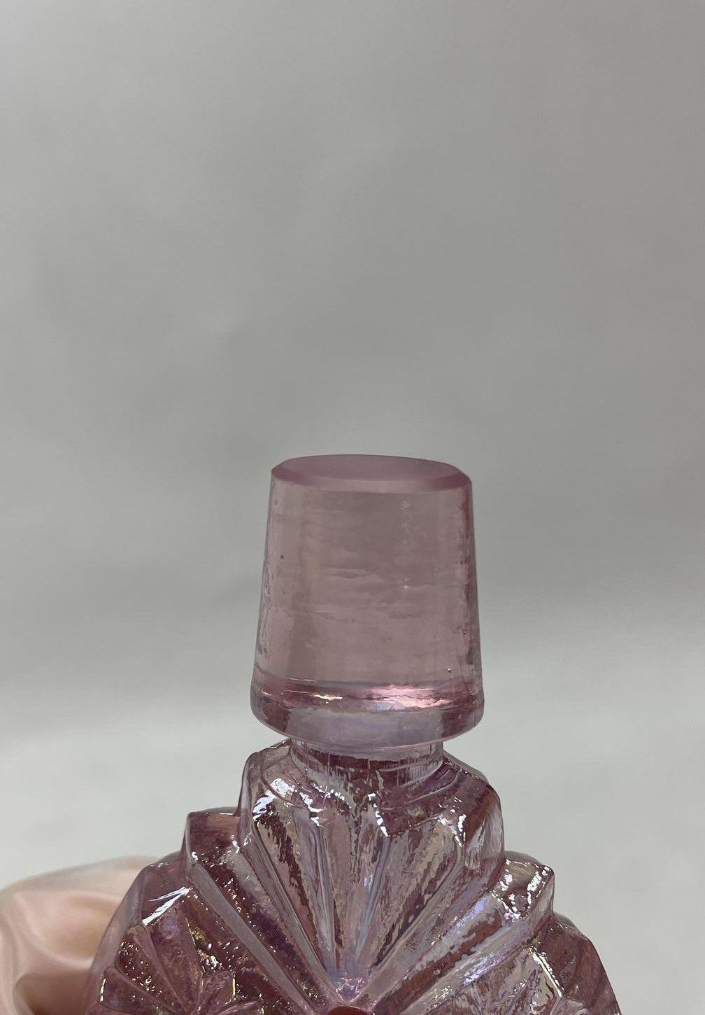 Vintage Fenton Pink Carnival Glass Starburst Decanter with Stopper