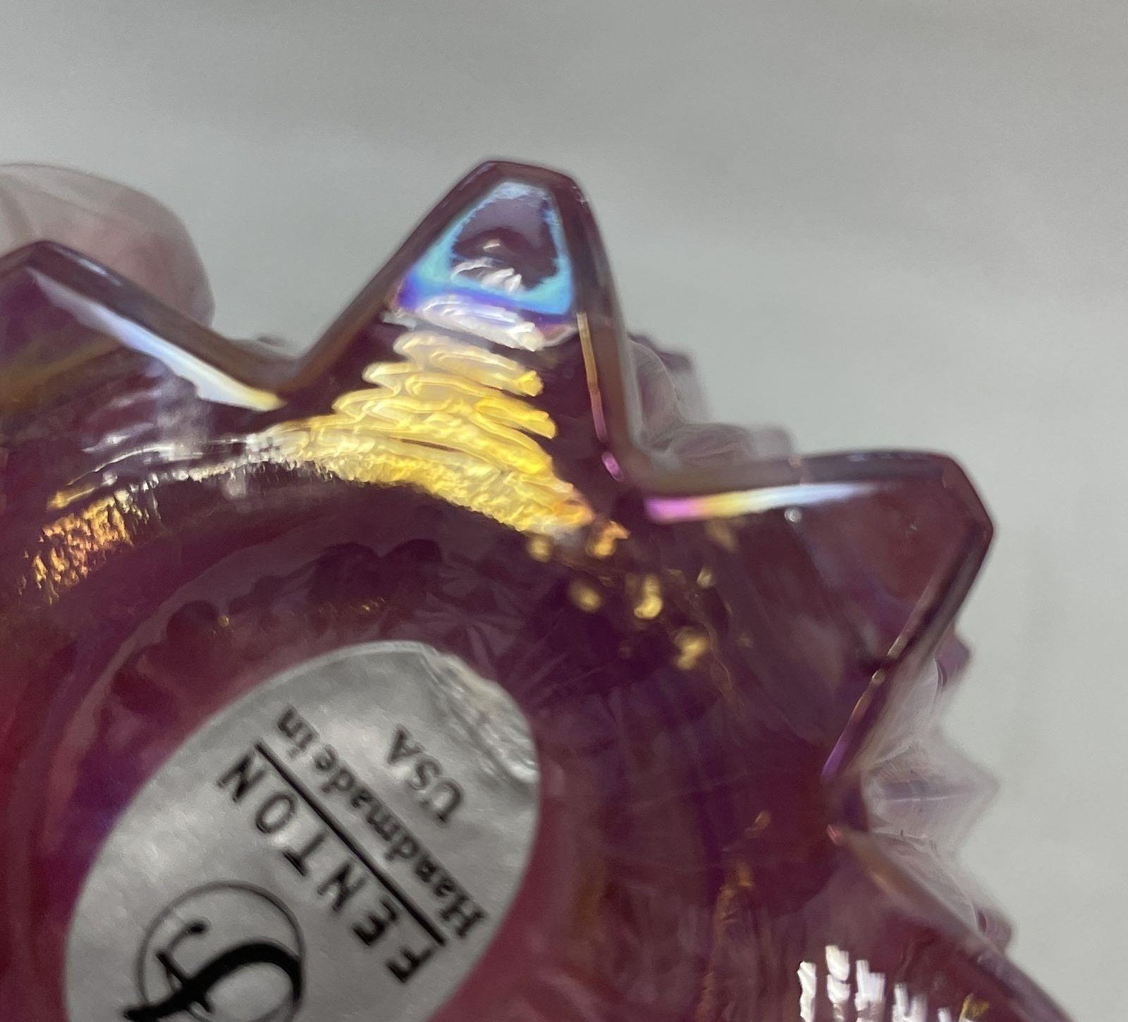 Vintage Fenton Pink Carnival Glass Starburst Decanter with Stopper