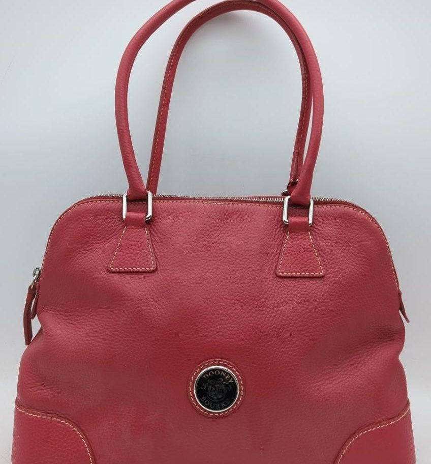 Dooney & Bourke Red Leather Domed Satchel Shoulder Bag K7988085