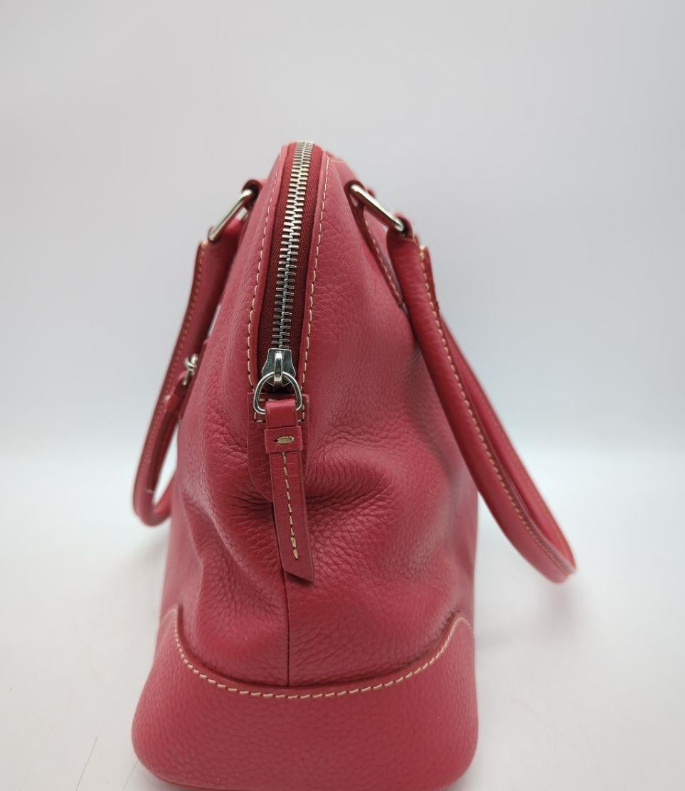 Dooney & Bourke Red Leather Domed Satchel Shoulder Bag K7988085