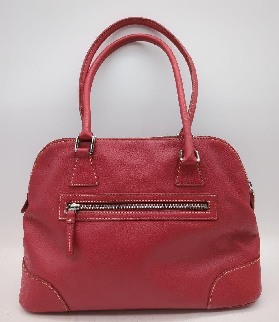 Dooney & Bourke Red Leather Domed Satchel Shoulder Bag K7988085