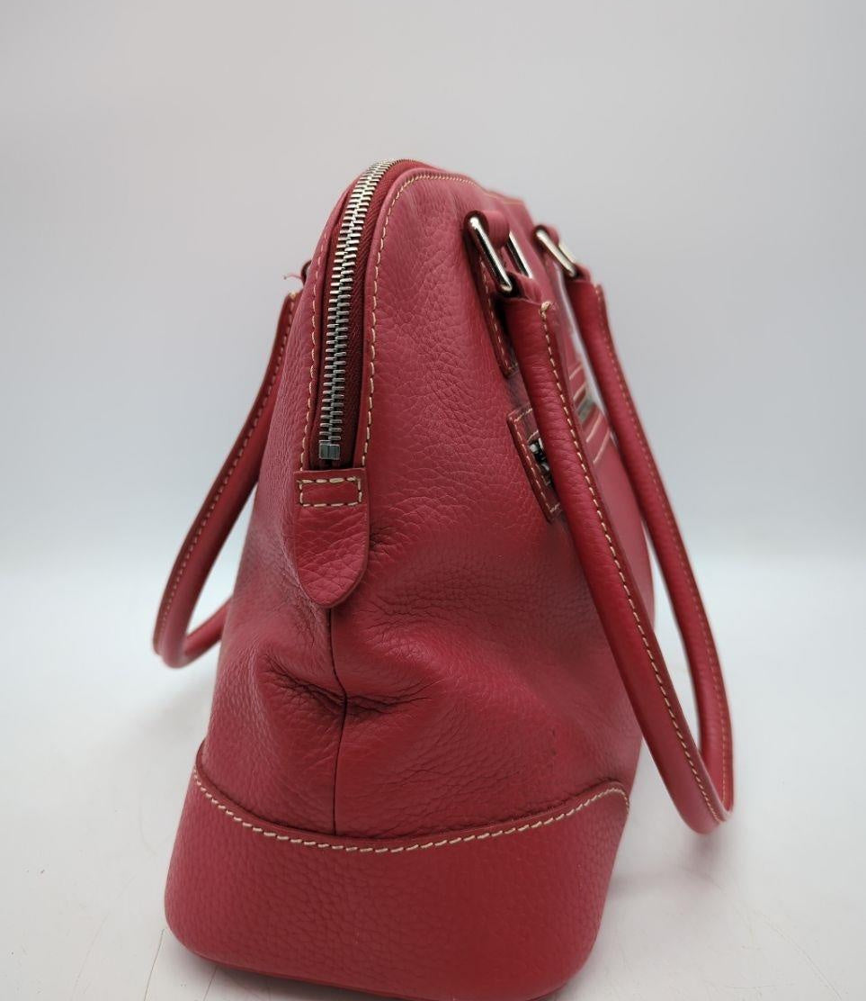 Dooney & Bourke Red Leather Domed Satchel Shoulder Bag K7988085