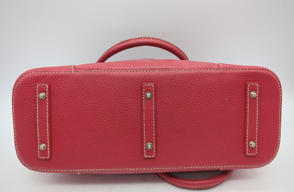 Dooney & Bourke Red Leather Domed Satchel Shoulder Bag K7988085