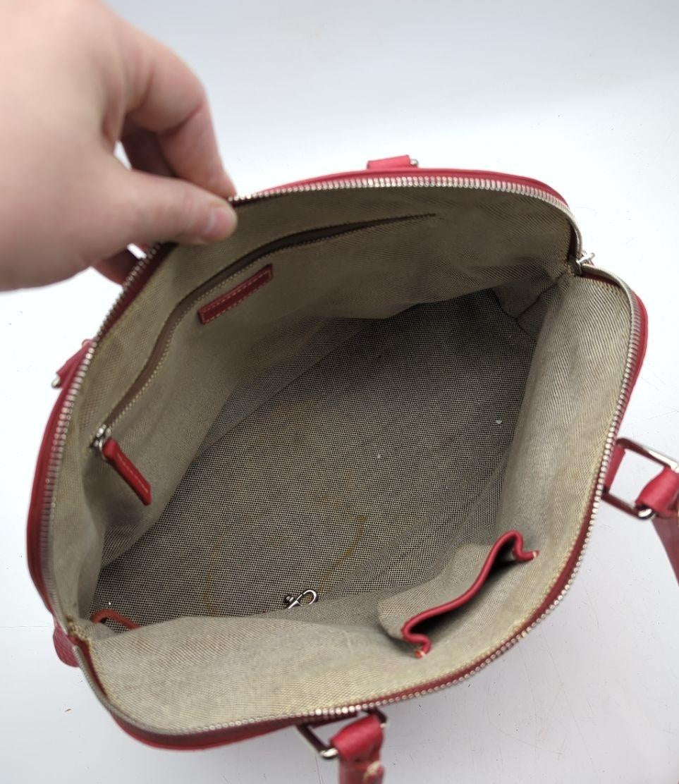 Dooney & Bourke Red Leather Domed Satchel Shoulder Bag K7988085
