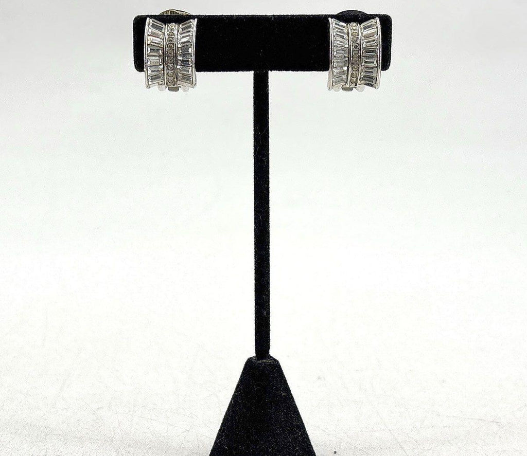 Nolan Miller Crystal Baguette Rhinestone Clip-On Earrings