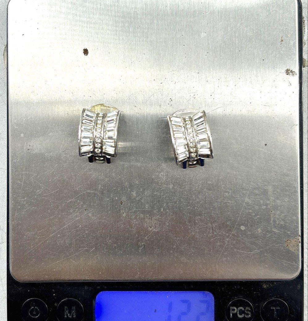 Nolan Miller Crystal Baguette Rhinestone Clip-On Earrings