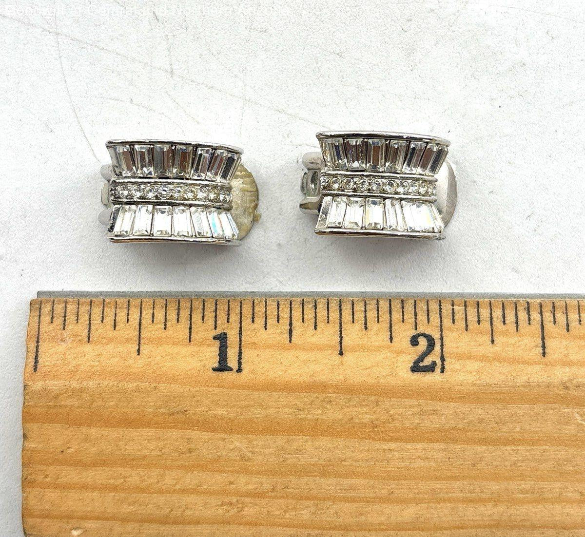 Nolan Miller Crystal Baguette Rhinestone Clip-On Earrings