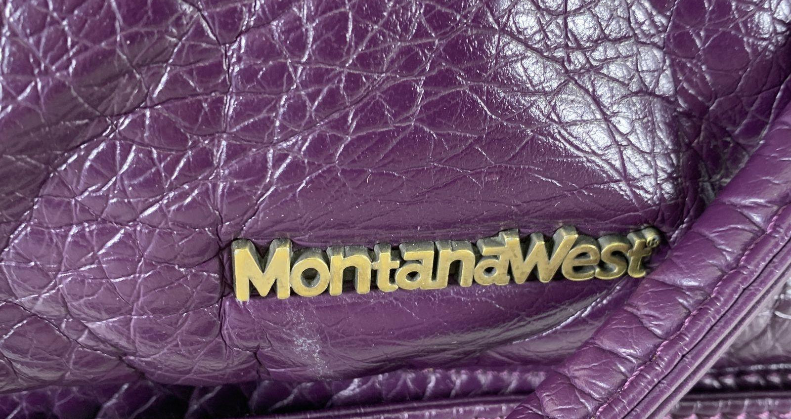 Montana West Purple Embossed Vegan Leather Satchel with Crossbody Strap