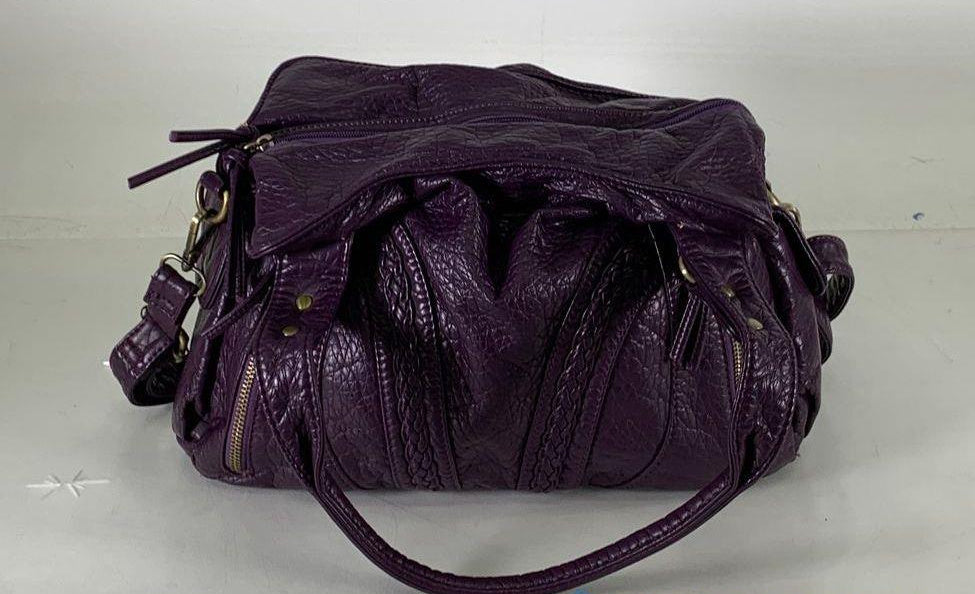 Montana West Purple Embossed Vegan Leather Satchel with Crossbody Strap