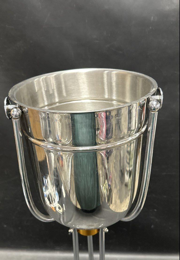 Chrome Ice Bucket with Floor Stand, 2-Piece Set