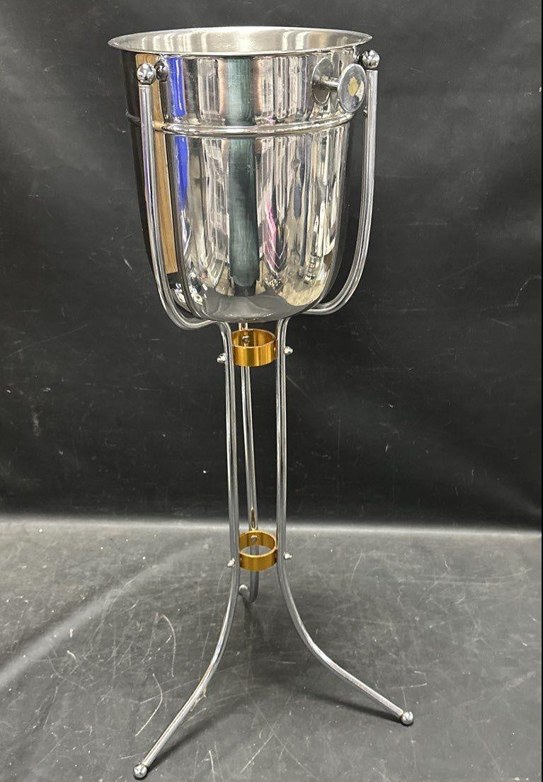 Chrome Ice Bucket with Floor Stand, 2-Piece Set