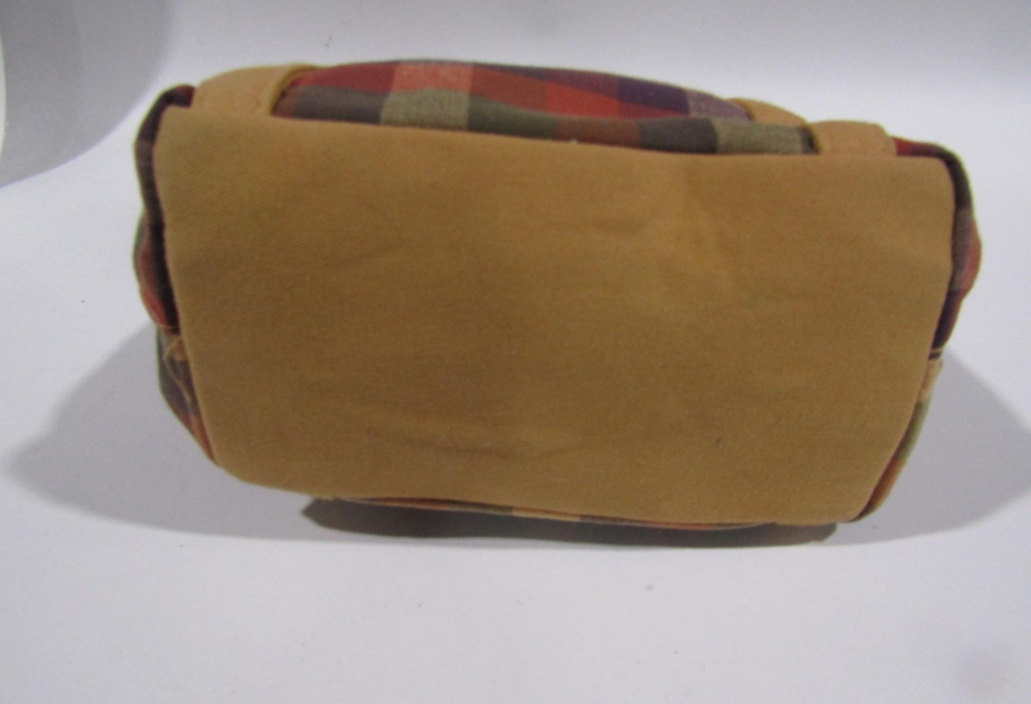 Longaberger Tan/Multi Checkered Small Tote Bag W/Wallet