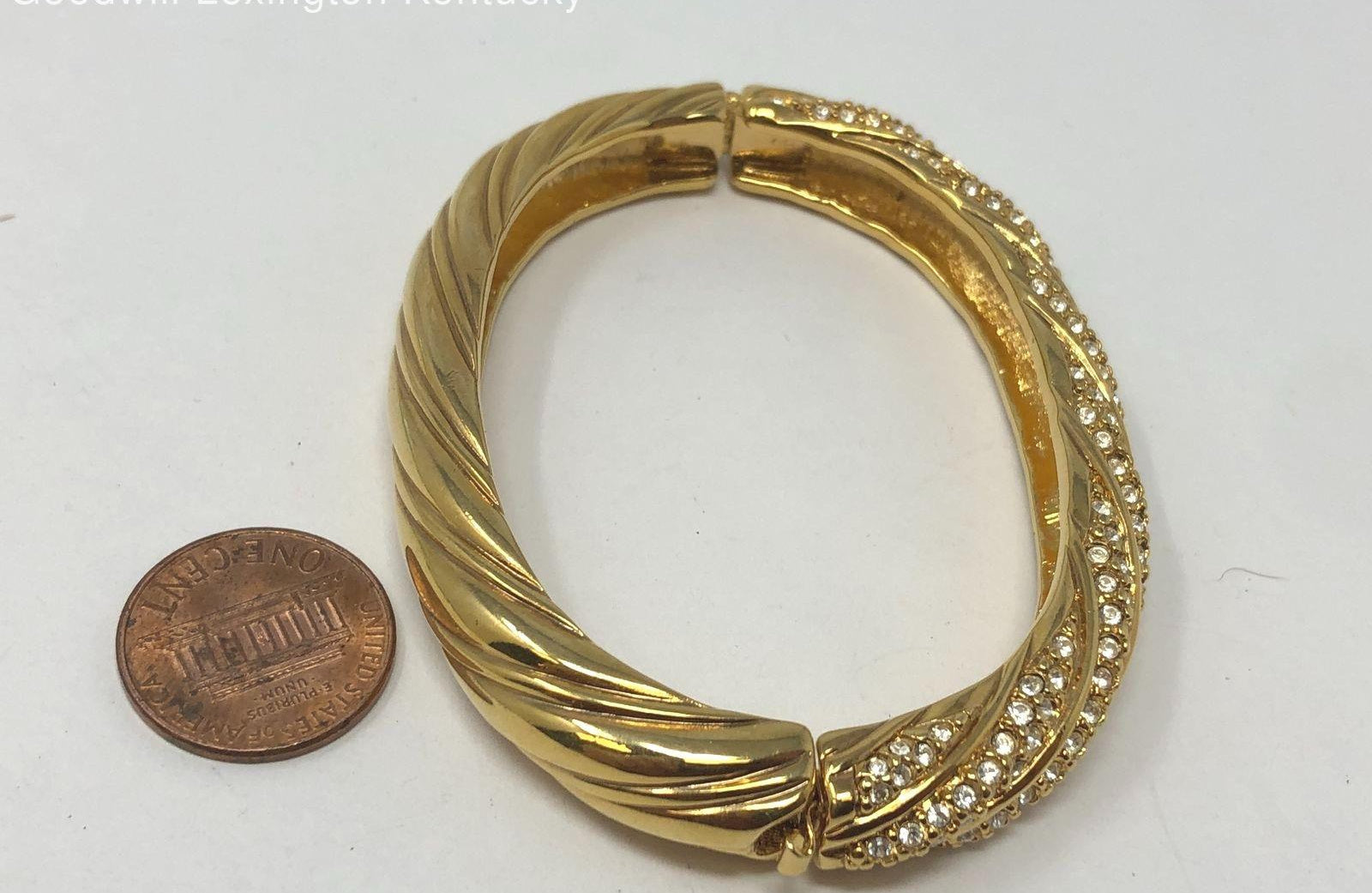 Swarovski Crystal Hinged Gold Tone Bracelet-7"