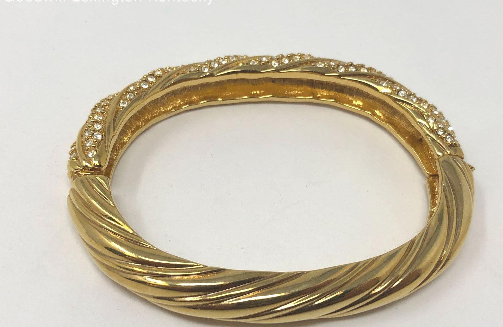 Swarovski Crystal Hinged Gold Tone Bracelet-7"