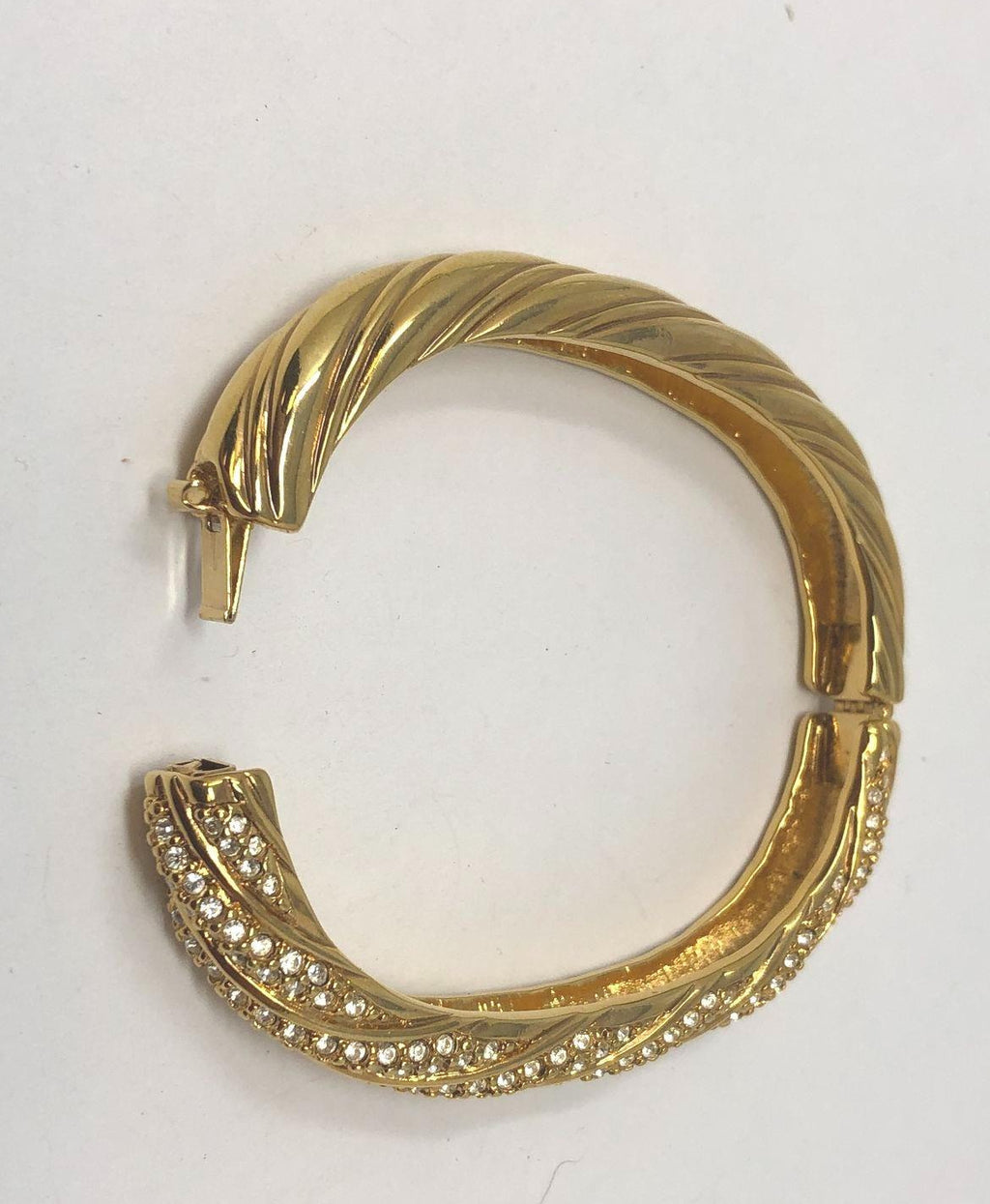 Swarovski Crystal Hinged Gold Tone Bracelet-7"