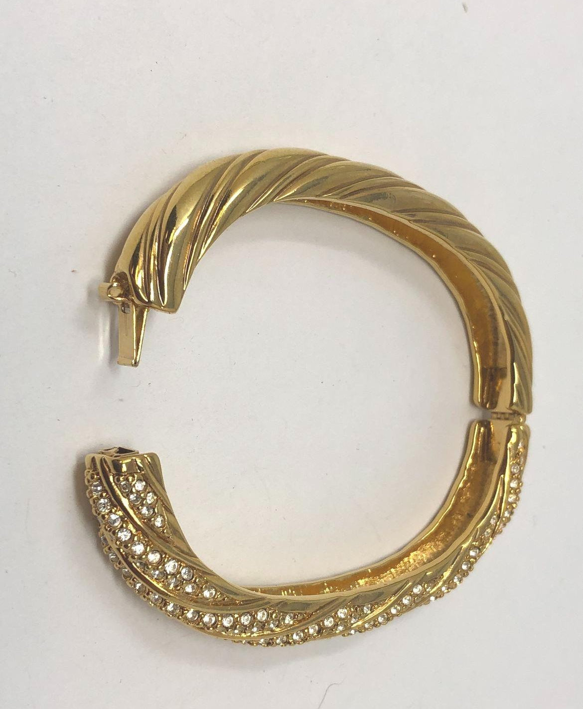 Swarovski Crystal Hinged Gold Tone Bracelet-7"
