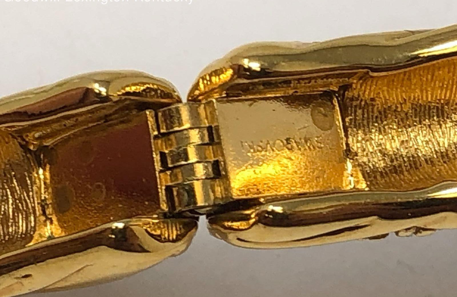 Swarovski Crystal Hinged Gold Tone Bracelet-7"