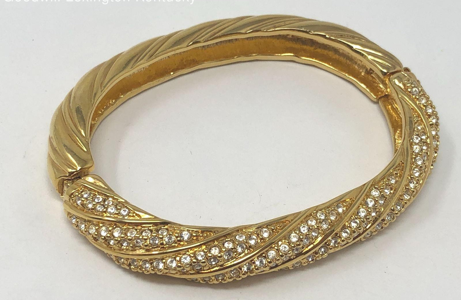 Swarovski Crystal Hinged Gold Tone Bracelet-7"