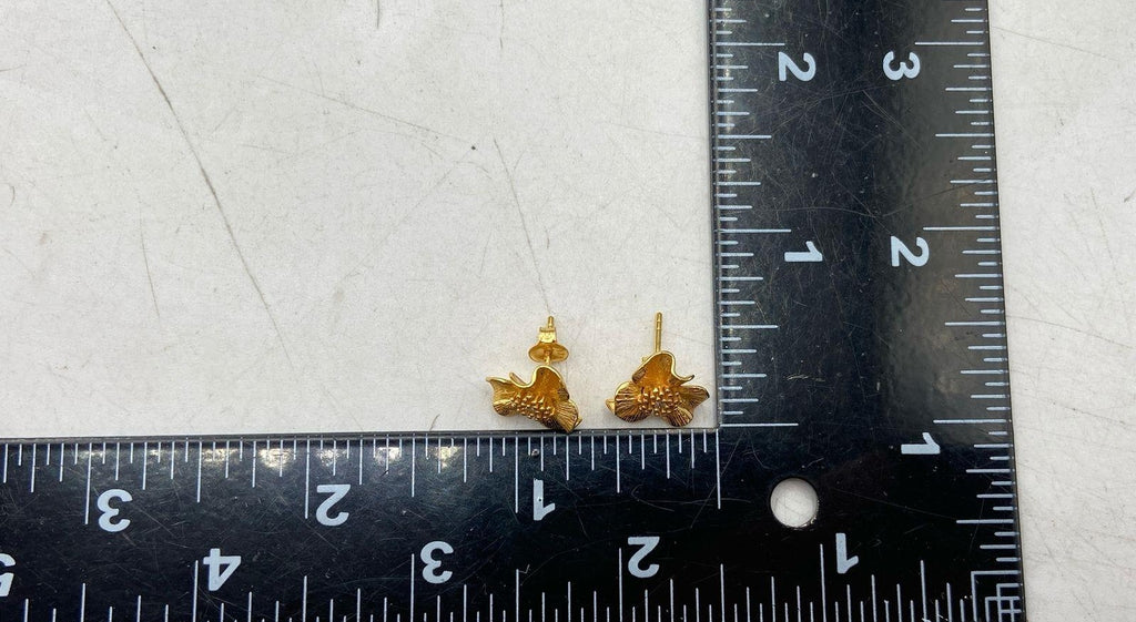 Gold Plated Sterling Silver Flower Stud Post Earrings (glass stones)