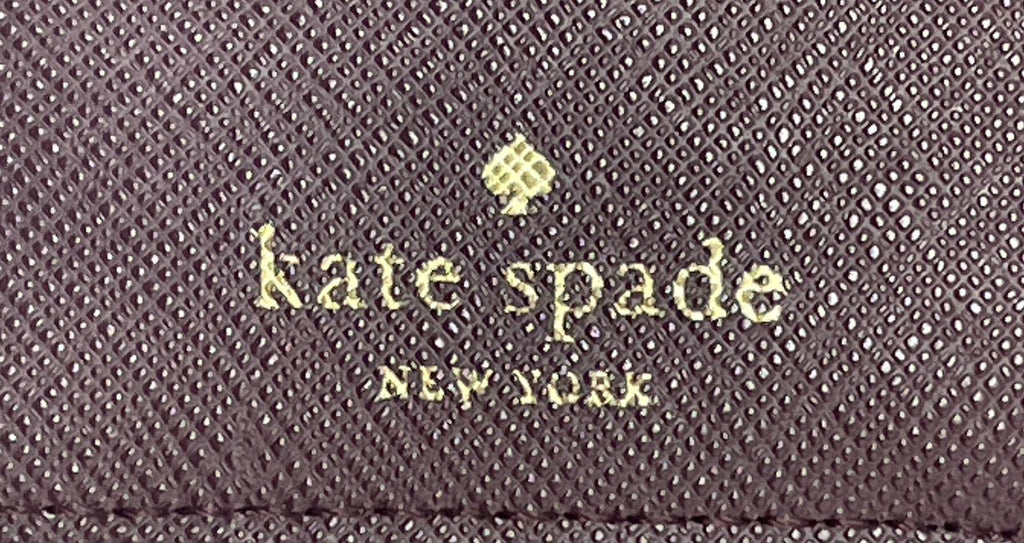 Kate Spade Laurel Way Stacy Deep Plum Saffiano Leather Wallet With COA WLRU2673