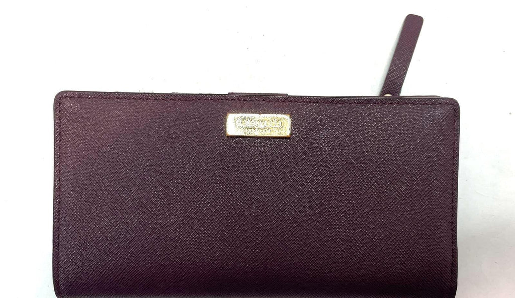 Kate Spade Laurel Way Stacy Deep Plum Saffiano Leather Wallet With COA WLRU2673