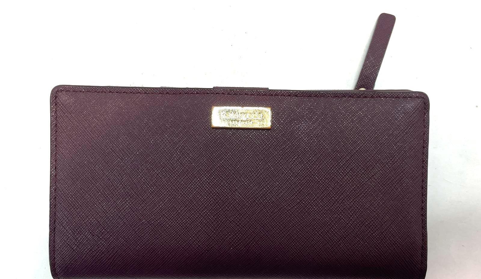 Kate Spade Laurel Way Stacy Deep Plum Saffiano Leather Wallet With COA WLRU2673