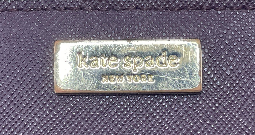 Kate Spade Laurel Way Stacy Deep Plum Saffiano Leather Wallet With COA WLRU2673
