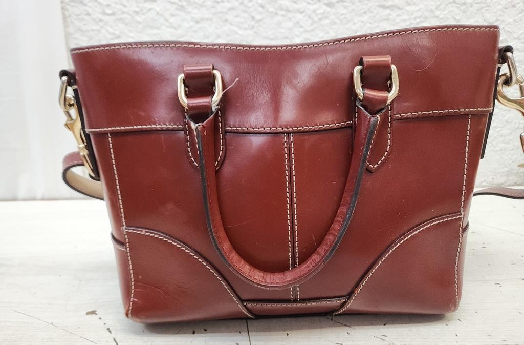 Dooney & Bourke Smooth Leather Satchel with Crossbody Strap