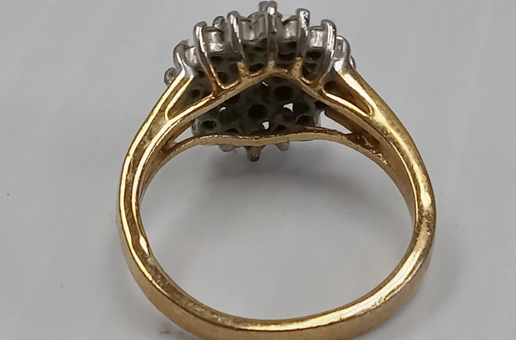 Vintage 18KGE Gold Electroplated Clear Stone Cluster Ring Size 8