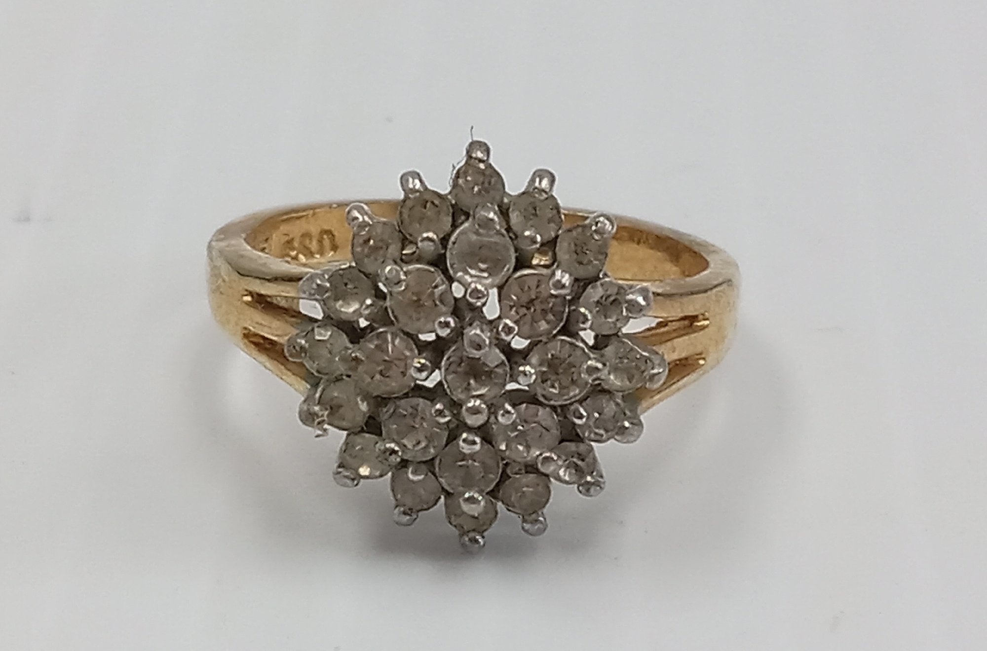 Vintage 18KGE Gold Electroplated Clear Stone Cluster Ring Size 8