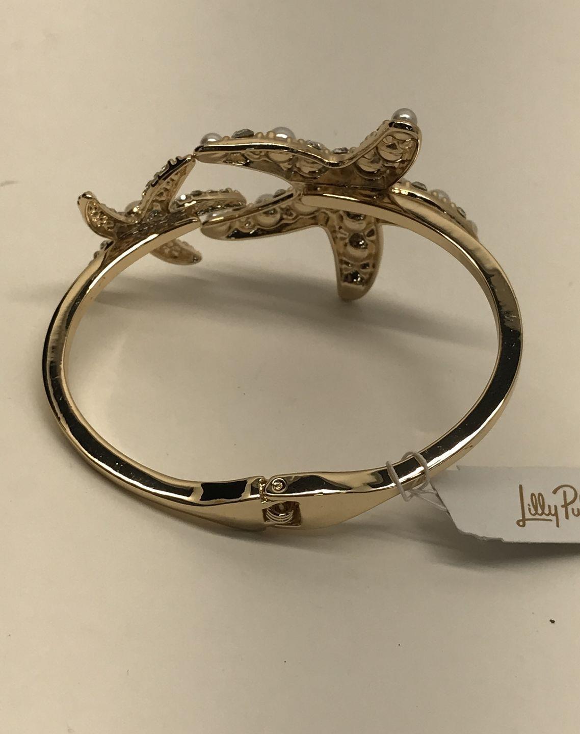 Lilly Pulitzer Gold And Pearl Starfish Bangle Bracelet