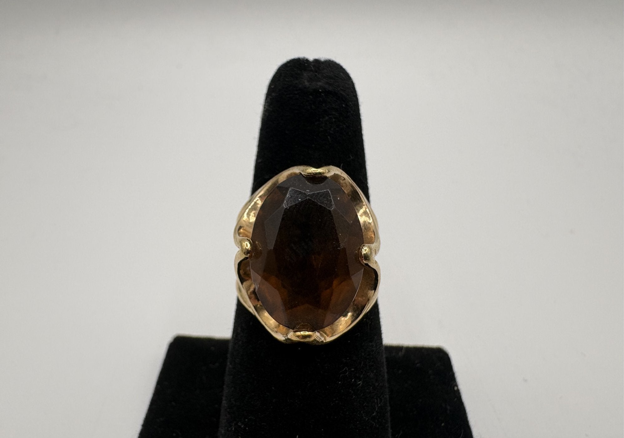Uncas Gold Electroplate Ring with Faceted Statement Stone