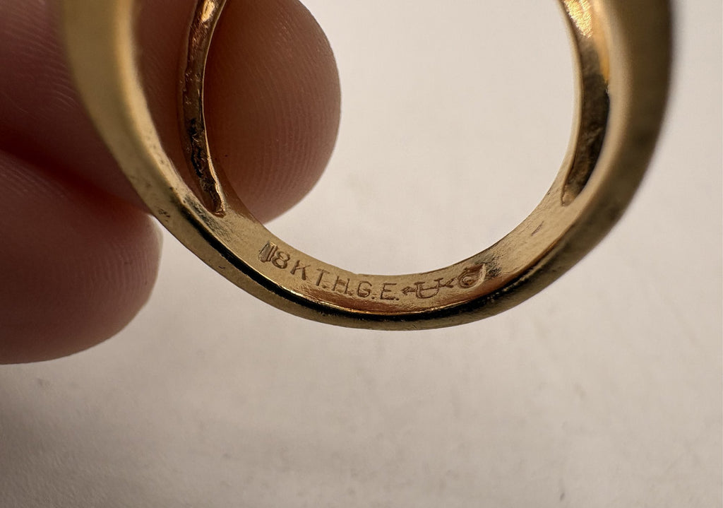 Uncas Gold Electroplate Ring with Faceted Statement Stone