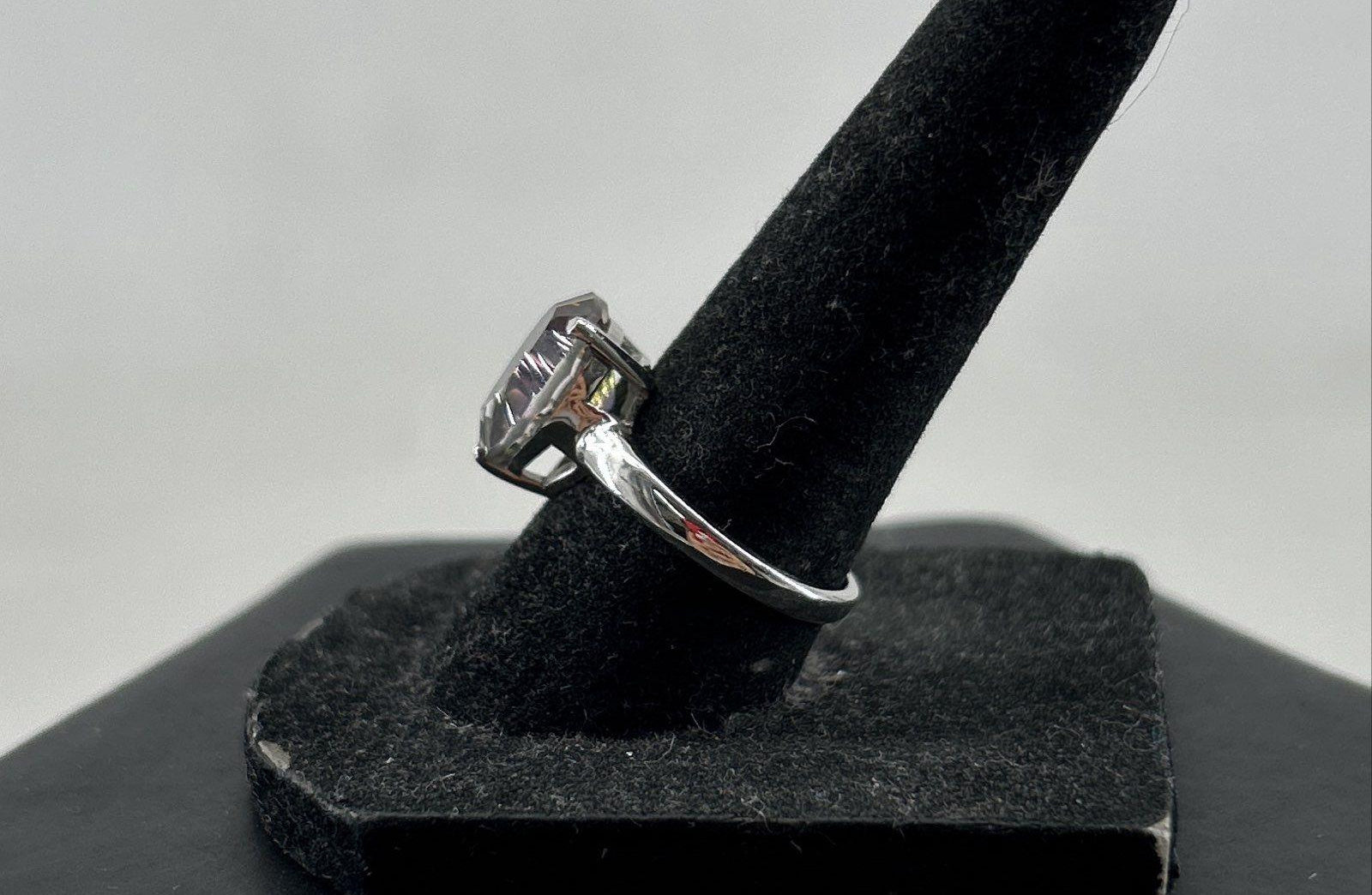 925 Sterling Silver Peacock Quartz Cocktail Ring, Size 7.3