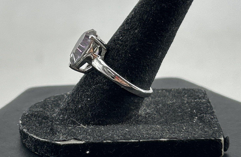 925 Sterling Silver Peacock Quartz Cocktail Ring, Size 7.3