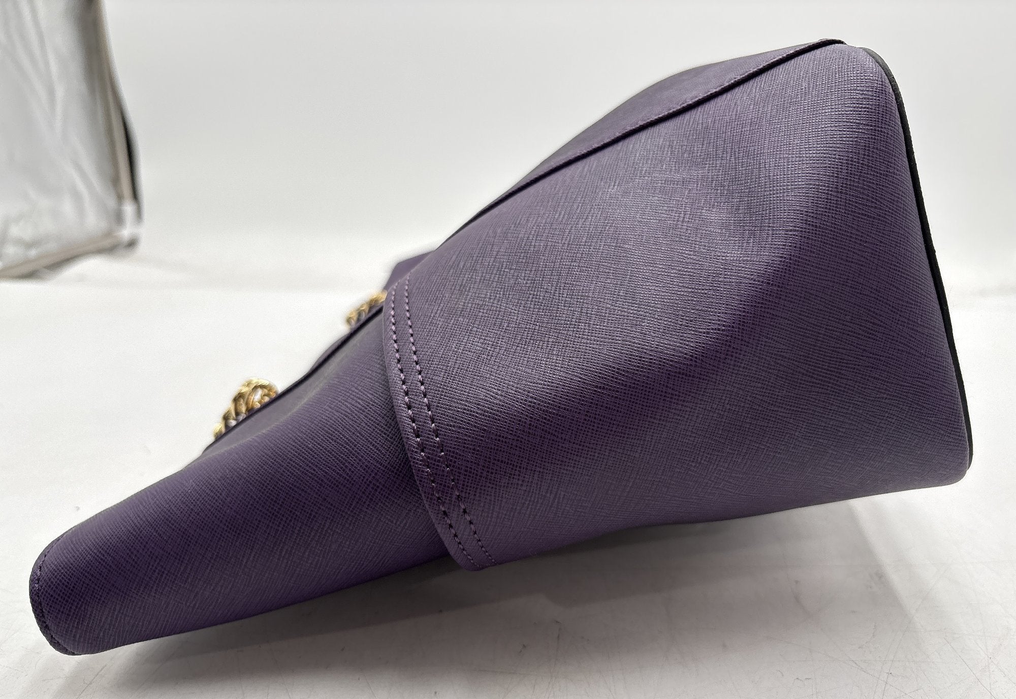 Calvin Klein Purple Saffiano-Texture Chain Strap Tote Handbag