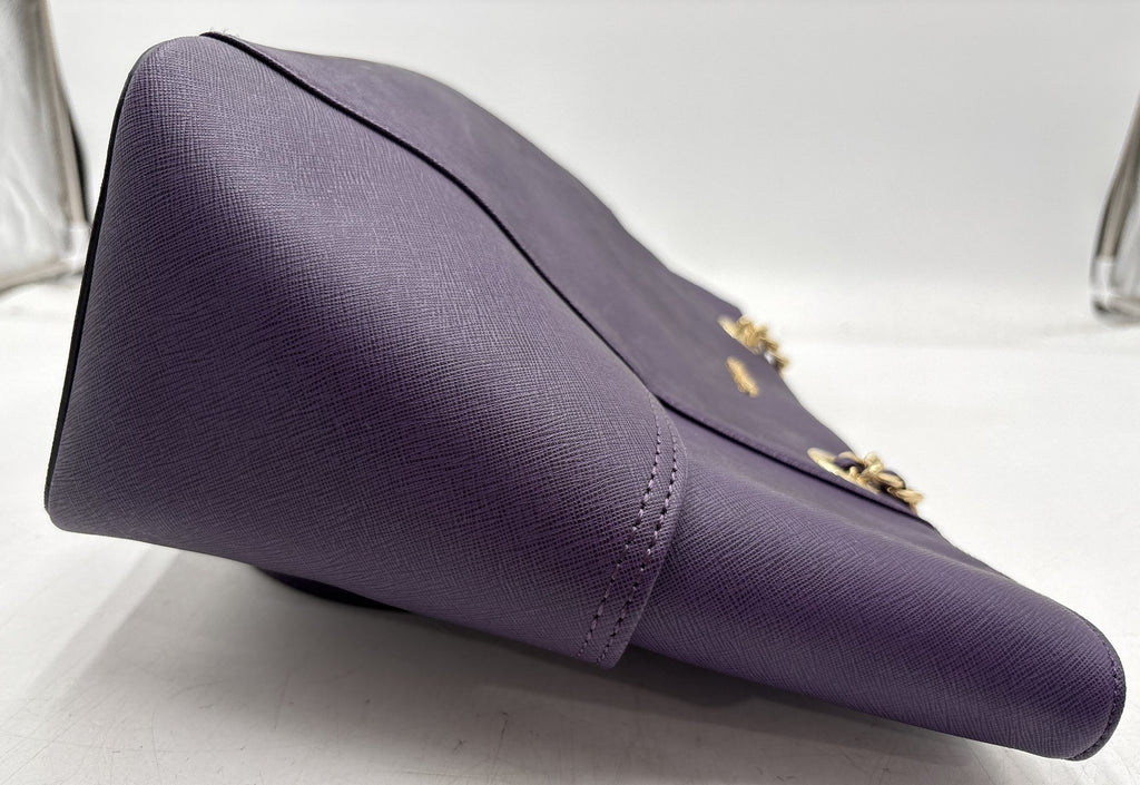 Calvin Klein Purple Saffiano-Texture Chain Strap Tote Handbag