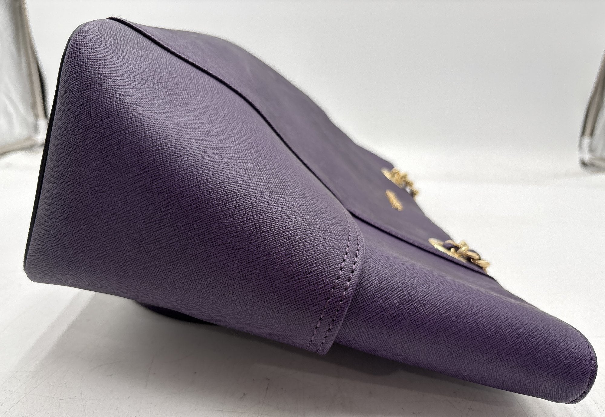 Calvin Klein Purple Saffiano-Texture Chain Strap Tote Handbag